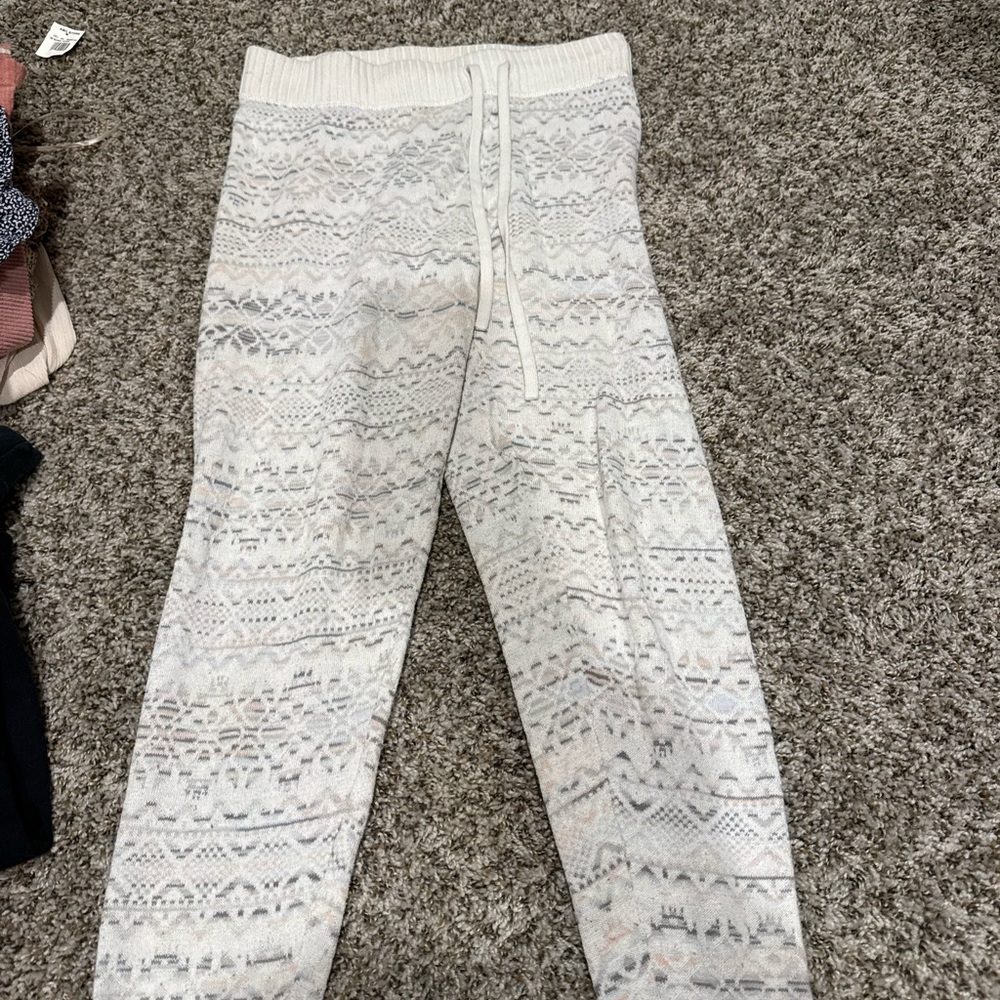 White Patterned Knit Pants